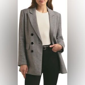 Anthropologie FAVORITE DAUGHTER The Phoebe Houndstooth Double Breasted Blazer M